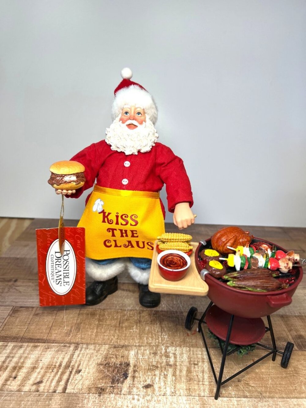 Dept 56 Possible Dreams Santa Claus BBQ Figurine Set "Kiss The Claus" With Grill